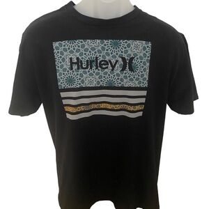 HURLEY Black Surf Graphic Tee Shirt Men L Large
